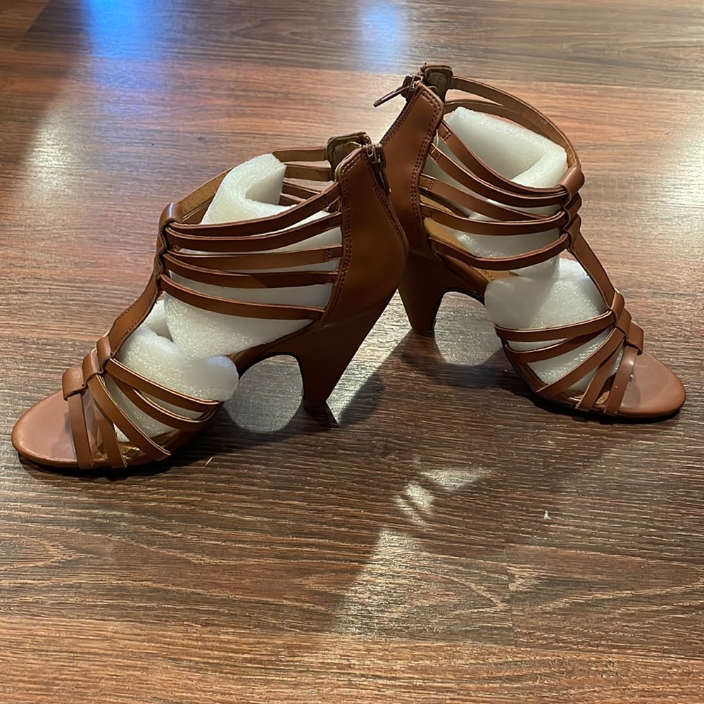 Peep toe sandals with a heel
